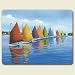 Artworks Home Accents Rainbow Cats Sailboats Tempered Glass Small Cutting Board
