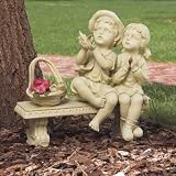 Garden Boy & Girl on Bench Garden Sculpture