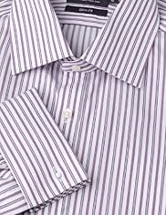 2" Longer Slim Fit Ultimate Non-Iron Pure Cotton Sateen Striped Shirt