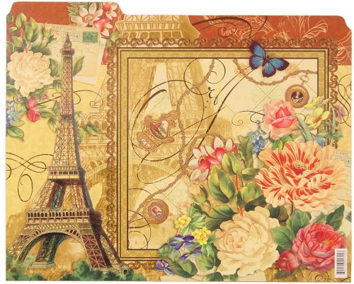Rendez Vous in Paris Eiffel Tower Colorful Design gorgeous richly colored set of 10 Tabbed file folders