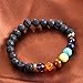 Creativelife Natural Agate 8mm Lava Energy Stone Colorful Beads Bracelet