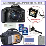 Canon EOS Rebel T1i 15.1 MP CMOS Digital SLR Camera w/ EF-S 18-55mm f/3.5-5.6 IS Lens (Black) + Two (2) 8GB Card + Spare LP-E5 Battery + Pro Case + Willoughby's Accessory Package