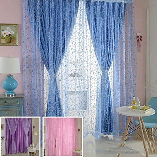 Window Dressings Beautiful Draperies Curtains 100 x 200cm Bubble Tulle Voile Balcony Door Window Curtain Sheer Drape Panel Home Textiles Window Treatments Blue