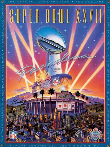 Canvas 36 x 48 Super Bowl XXVII Program Print | Details: 1993, Cowboys vs Bills