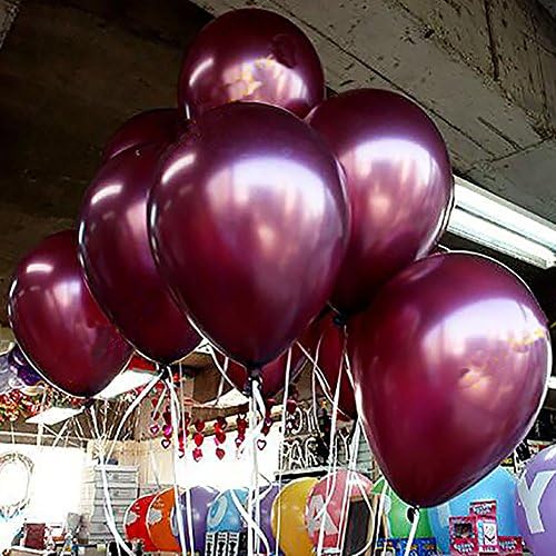 Powerhone Ballons - Party Balloons 10" Children's Party Balloons With Air Pump 100pcs/pack, Wine Red