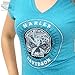 Harley-Davidson Womens Willie G Calavera Sugar Skull Circle Teal Short Sleeve V-Neck - MD