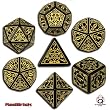 Q-Workshop Polyhedral 7-Die Set: Carved Earthdawn Dice Set (Black and Yellow)