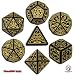 Q-Workshop Polyhedral 7-Die Set: Carved Earthdawn Dice Set (Black and Yellow)