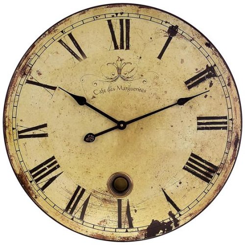 Aged Oversized Wall Clock, 23D, YELLOW/CREAM
