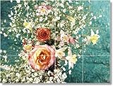 Flower Picture Mural Tile F088. 21.25x25.5 inches using (30) 4.25x4.25 ceramic tiles.