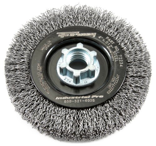 Forney 72234 Wire Wheel Brush, Industrial Pro Crimped with Dual Arbor 5/8-Inch-11 and M14, 4-Inch-by-2.0-Inch On Sale