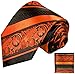 Fire Orange and Black Paul Malone Silk Tie and Pocket Square