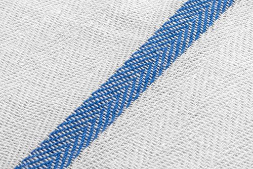 1 Dozen 15"x 26" Vintage Herringbone Weave Kitchen Dish Tea Towels-Blue Stripe 21 oz