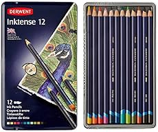 Derwent Drawing Pencils, Inktense, 4mm Core, Metal Tin, Watercolor, 12 Count (0700928)
