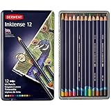 Derwent Drawing Pencils, Inktense, 4mm Core, Metal Tin, Watercolor, 12 Count (0700928)