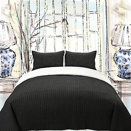 American Cotton Company 5th Avenue Reversible Full/queen Quilt Only! Reduced As Is!! (Black / White)