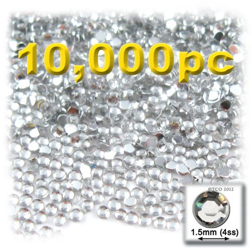 10,000pc Rhinestones Round 1.5mm - 4ss flatback Crystal Clear CLR