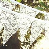 AllHeartDesires 1 Set Vintage White Full Lace Bunting Wedding Banner Garland Party Hanging Decoration