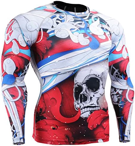 Fixgear Mens Womens MMA Running Printed Compression Shirt Long sleeve Top Xl