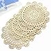 kilofly Handmade Crochet Round Cotton Lace Table Placemats Doilies Value Pack [Set of 4], Medallion, 9.8 x 9.8 inch, Beige