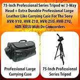 75-Inch Professional Series Tripod w/ 3-Way Head + Extra Durable Professional Large Leather Like Carrying Case For The Sony HVR-V1U, Sony HVR-Z1U, Sony HVR-Z5U, Sony HVR-Z7U & Sony HXR-NX5U Mini Dv Camcorders