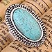 Yazilind Rimous Oval Turquoise Tibetan Silver Striking Simplicity Adjustable Ring
