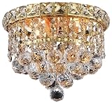 IMAGE OF Elegant Lighting 2527F8G/RC Tranquil 7-Inch High 2-Light Chandelier, Gold Finish with Crystal (Clear) Royal Cut RC Crystal