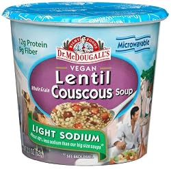 Dr. McDougall's Right Foods Vegan Lentil Couscous Soup, Lower Sodium, 2.1-Ounce Cups (Pack of 6)