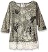 Beautees Girls' Big Printed Top with Crochet Hem and Back Seem