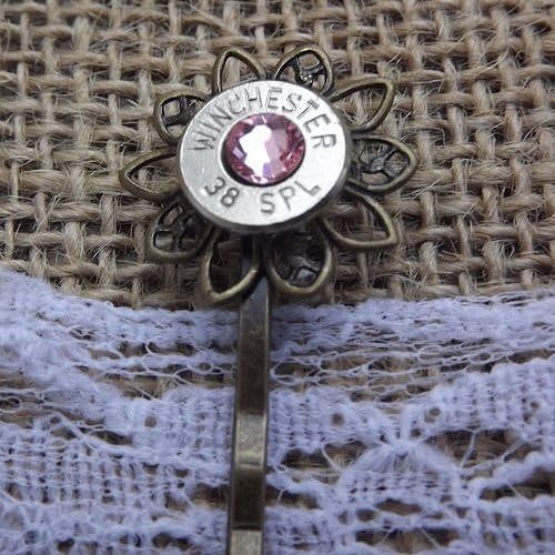 Nickel Plated 38 Special Bullet Bobby Pin Flower | Bullet Jewelry | Wedding Hair Accessories | Redneck Jewelry