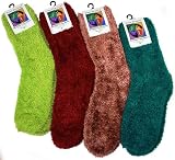 Soft and Warm Microfiber Fuzzy Socks in Your Choice of Lime Green, Merlot, Coco or Emerald Green by Foot Traffic