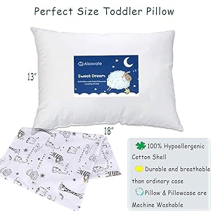 Toddler Kids Pillow With Pillowcase Soft Organic Cotton Baby