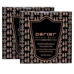 TWIN PACK - Parker Safety Razor Premium Sandalwood & Ethiopian Shea Butter Shaving Soap - 100 gm bars (3.5 ounces)