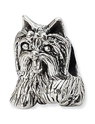 Reflection Beads Silver Sitting Yorkie Dog Bead