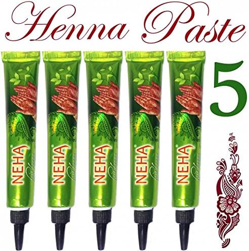 Neha Instant Mehandi Cone Natural Herbal Temporary Tattoo Body Mehandi 5 Pack