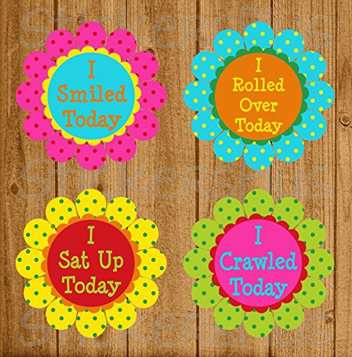 Baby Girl First 1st Milestones First Birthday First Smile First Tooth First Food and More Photo Prop Stickers Bright Flower Floral Dots Milestone Markers Nice Baby Shower Gift