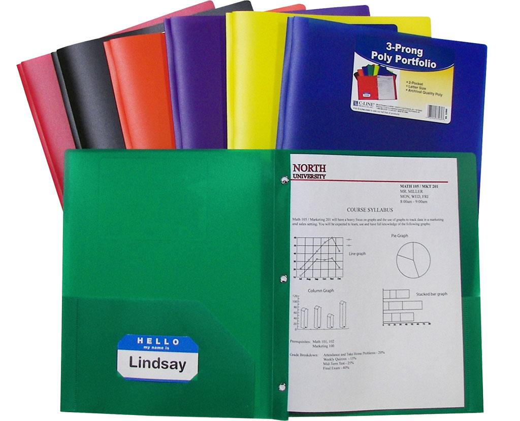 CLine Recycled TwoPocket Paper Portfolio with Prongs, 1