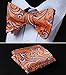 SetSense Men's Floral Jacquard Wedding Party Self Bow Tie Pocket Square Set