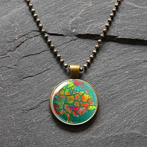 Picture Pendant Necklace with a Tree Painting under a glass dome Bezel Pendant Art Photo Necklace by Ducky Rubin for StudioDjewelry