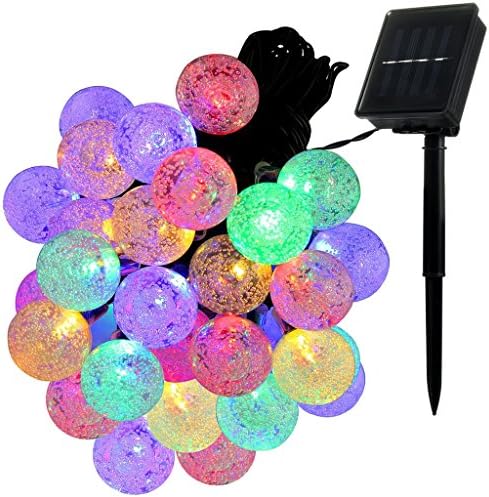 ILLUNITE Solar String Lights 20FT 30LEDs Crystal Ball Decorative 8 Lighting Modes for Outside Garden, Yard, Home, Landscape, Christmas Party