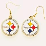 Pittsburgh Steelers Enameled NFL Team Logo Dangle Earrings (G)