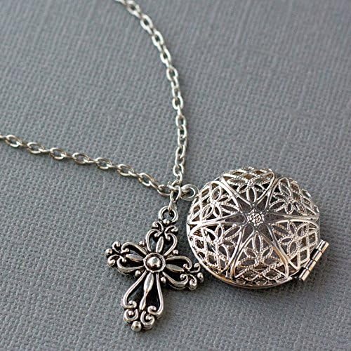 Essential Oil Diffuser Necklace for Aromatherapy with a Cross Charm