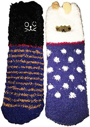 Women's Soft Warm Microfiber Fuzzy Socks 3-6 Pairs (One size, Cat/Sheep)