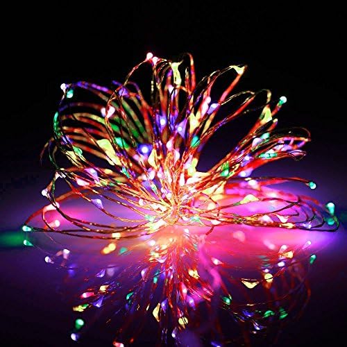 Sonlipo Indoor and Outdoor Dimmable String Lights 33ft 100 LED Bendable Copper Wire Lights Waterproof Warm White Lamp with Remote Controller for Christmas Halloween New Year (Multi-colored)