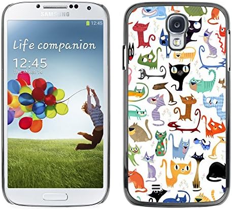 MOVEWAY (Not For S4 Mini) Smartphone Case Back Lovely Dog Picture Image Black Edge Cover For SAMSUNG GALAXY SIV S4 i9500 i9505 - abstract cat pattern white kittens