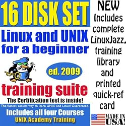 "Linux and UNIX for a Beginner" Complete Training Suite, includes Training Library and four UA Certifications, 4 video training DVDs + 12 DVDs of Linux Diversity Collection, Includes Four UNIX Academy Certifications Exams