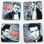 Vandor 72185 James Dean 4-Piece Wood Coaster Set, Multicolored
