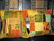 2 Yellow Sari Patchwork Embroidery Sari Toss Pillow Cushion Covers
