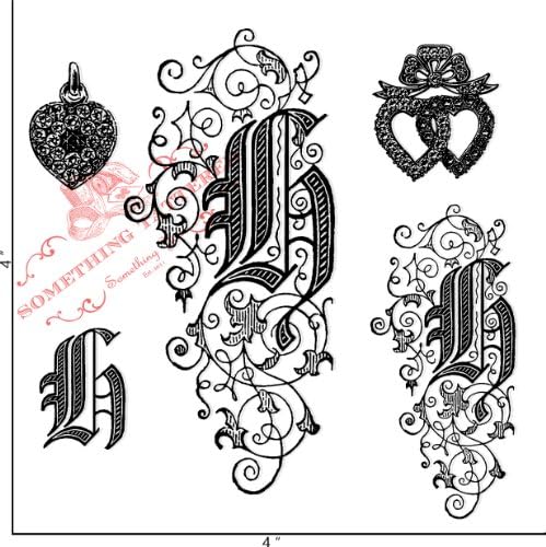 Something Tattered H Initial Monogram Clear Stamps, 4 by 4-Inch