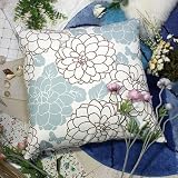 Bettino - [Brown Turquoise Peony] Decorative Pillow Cushion Floor Cushion (23.6 by 23.6... by Blancho Bedding
